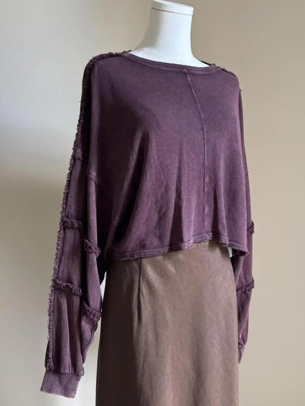 Free People Movement 100% cotton cropped top in faded plum
